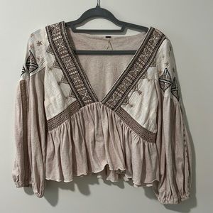 Free people long sleeve pink top